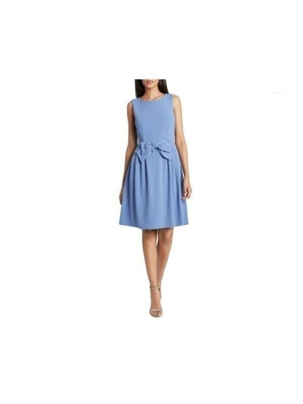New! Tahari Blue Fit and Flare Bow Dress Sz 10